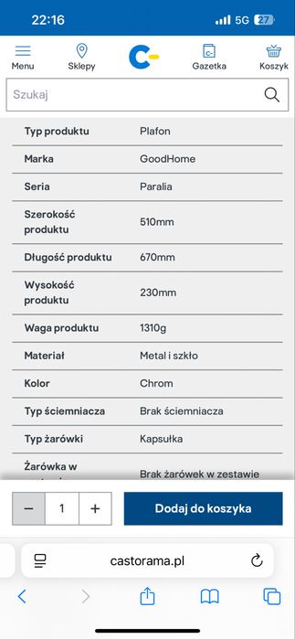 Lampa sugitowa 5 punktowa kula chrom