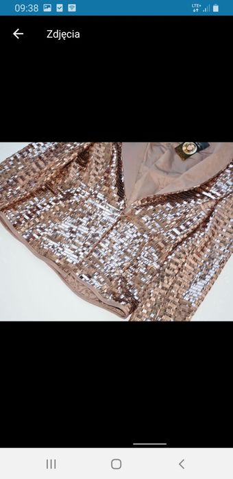 Marynarka żakiet cekinowa cekiny błyszcząca 36 s Sylwester złota