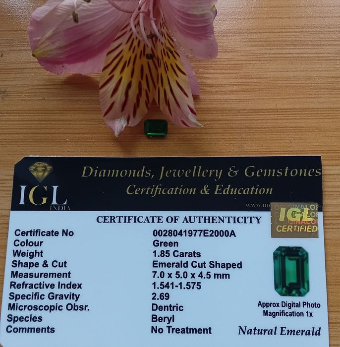 Fio em Prata 925 com Esmeralda certificada