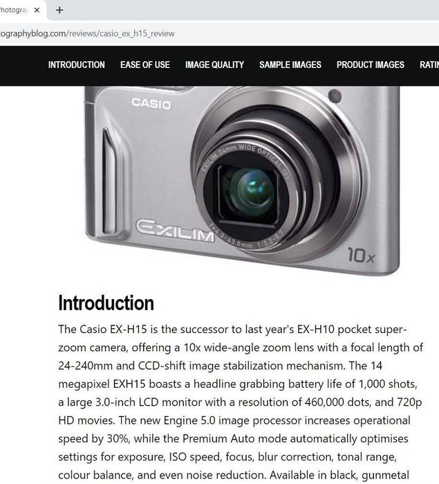 Casio Exilim EX-H15;14.1Mpx.Zoom 10xoptico.CARGA 1000fotos;ler anuncio