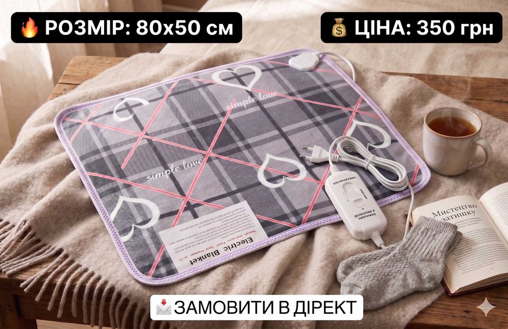 Електрогрілка Electric Blanket 50х80 см, Туреччина, 1 р.гарантії, 45Вт