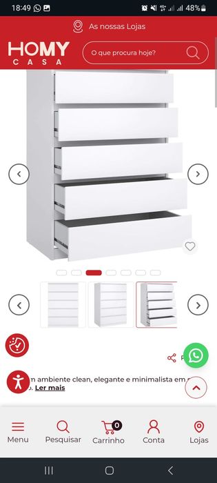 Cómoda  Branca 5 Gavetas