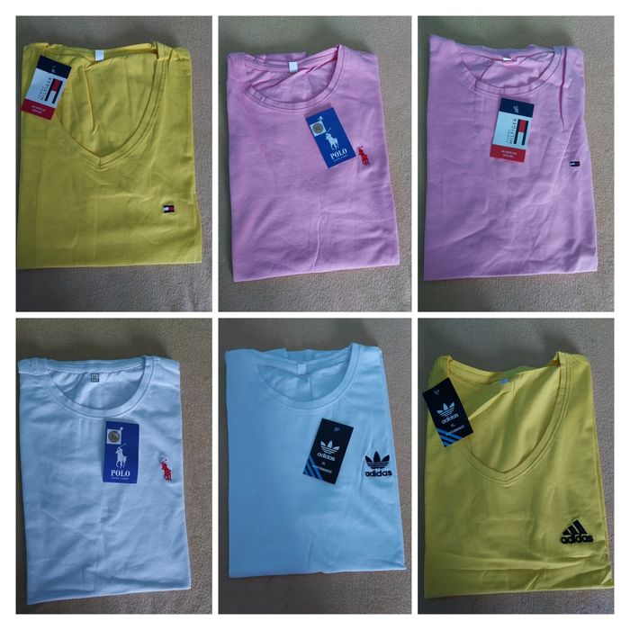 Damskie koszulki bawełniane z wyszywanym logo.  S.M.L