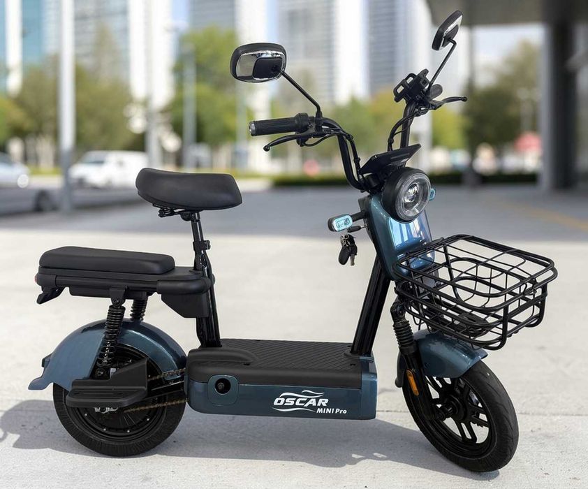 Електроскутер Oscar Mini PRO 450W 48V 12Ah сірий двомісний електробайк