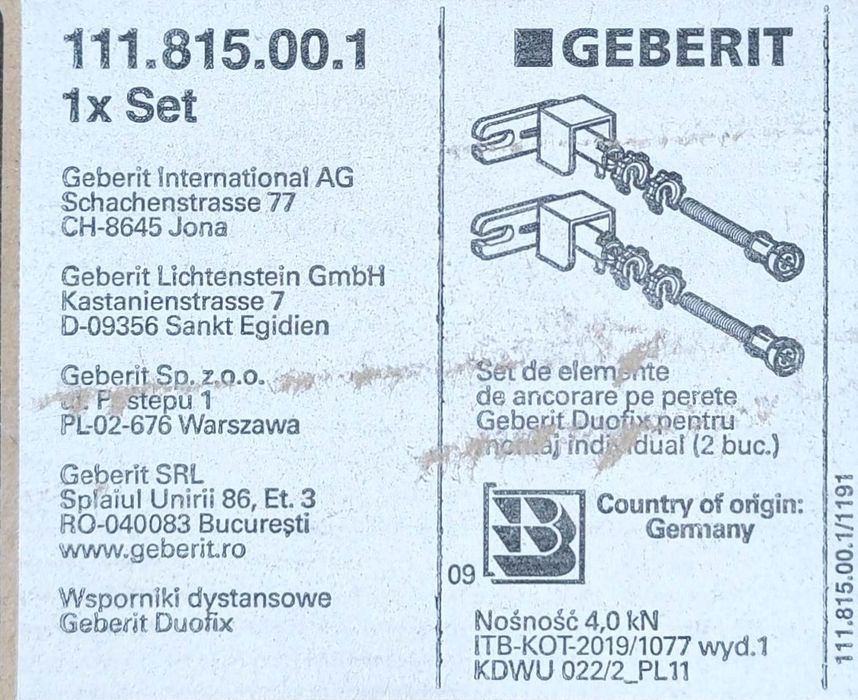 Wsporniki dystansowe Geberit 111.815.00.1