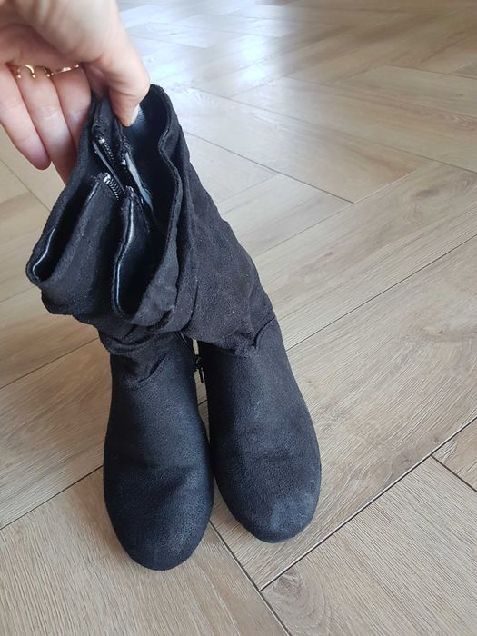 Czarne botki dziewczęce materiałowe 31