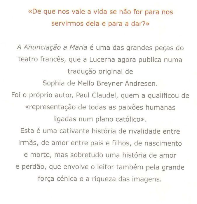 A Anunciação a Maria de Paul Claudel trad. Sophia MBA [Portes Inc]