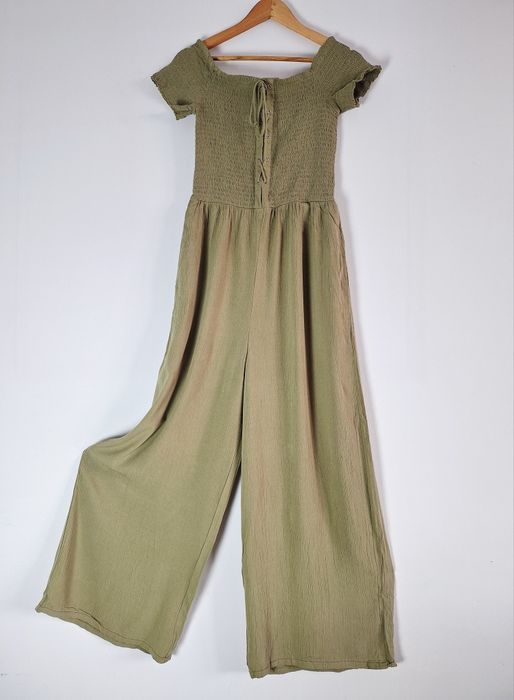 Amisu kombinezon damski khaki 40 shirred palazzo