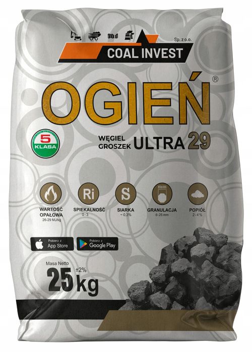 Ogień Ultra 29 Węgiel Groszek darmowy transport HDS winda