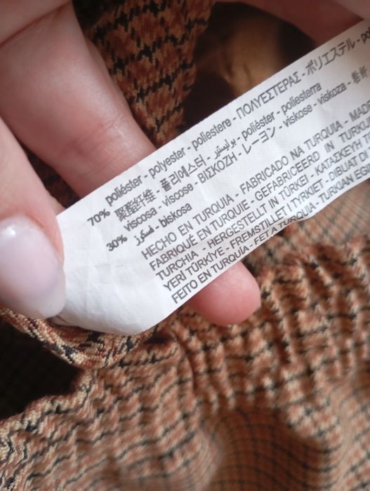 ZARA XL szerokie beżowe brązowe spodnie w kratkę