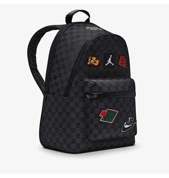 100% ОРИГІНАЛ Jordan 20L jam 23 patch monogram black grey backpack чоловічій жіночій унісекс рюкзак монограмний з патчами чорний об'єм 20 літрів