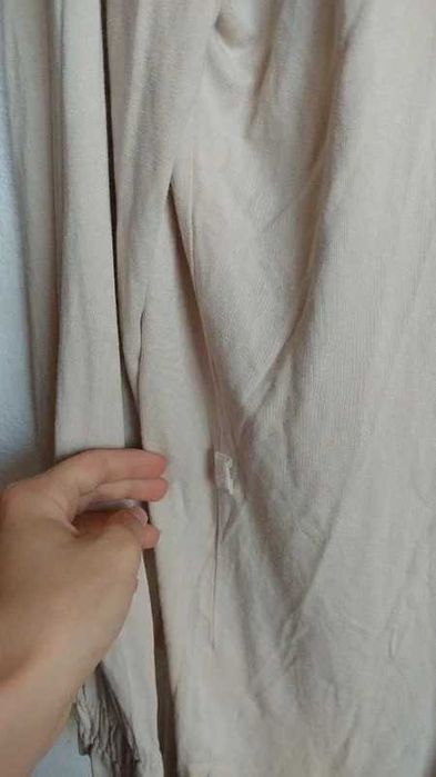Beżowy kardigan z długim rękawem narzutka koszula M L