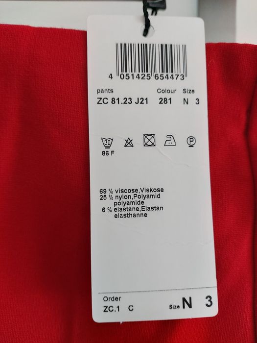 Nowe spodnie damskie Marc Cain czerwone spodnie rozm.  L