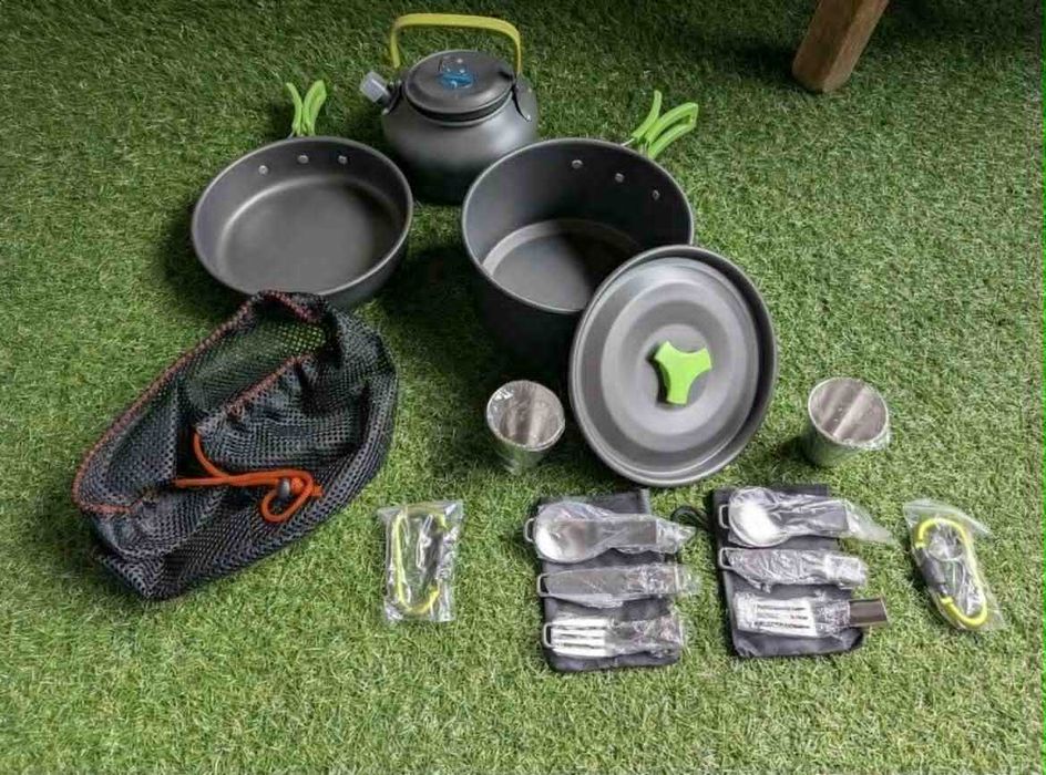 Nowy zestaw naczyń turystycznych 18w1 garnek patelnia czajnik