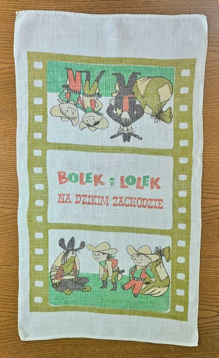 Bolek i Lolek ścierka serwetka len PRL