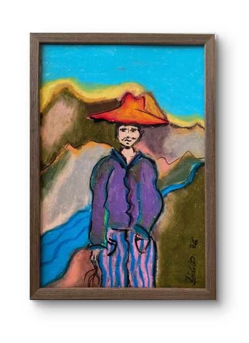 Obraz abstrakcja western cowboy surrealizm Boho japandi
