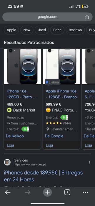 iPhone 16e com 100% de bateria