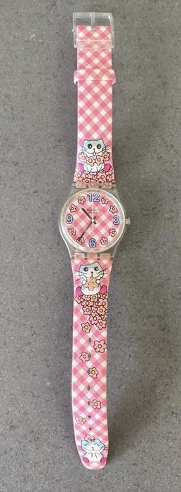 Relógio swatch rosa claro