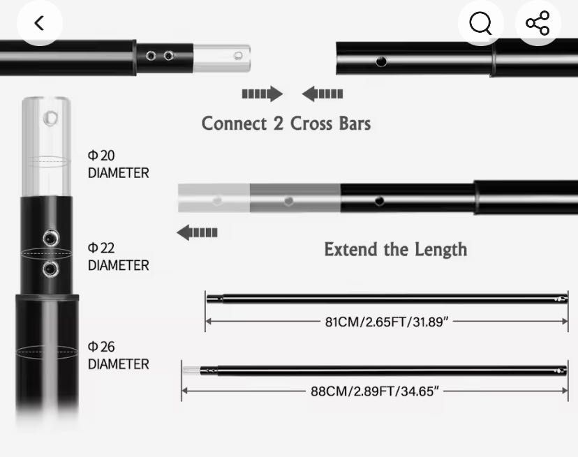 Tx 1 e Y x2 tripés pano de fundo fotografia ajustável / NOVOS