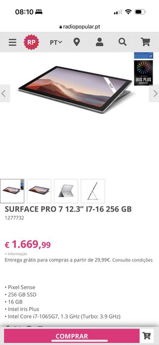 Surface Pro 7 i7 16G 256G
