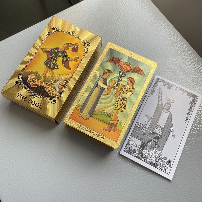 Карти Таро золоті Gold Уейта російська мова, пластикові в подарунковій