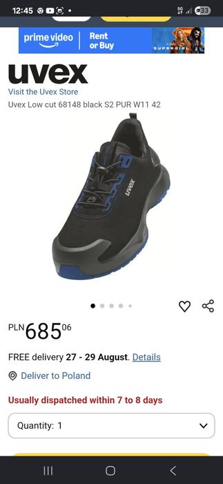 Buty robocze ochronne Uvex S1 roz. 38 – NOWE