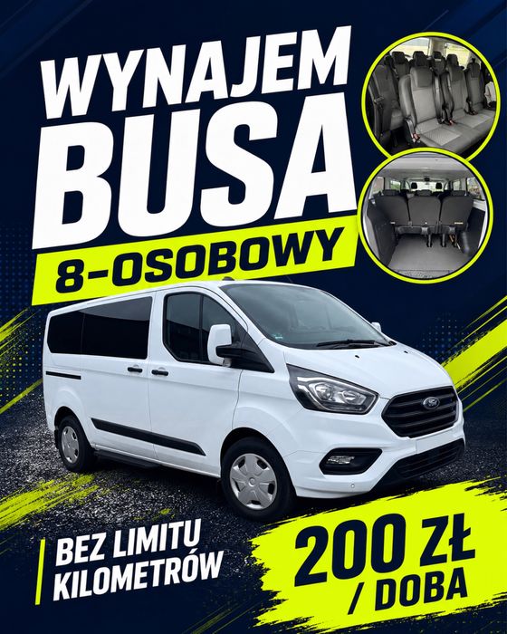 Wynajem bus 8 os. Stała cena 200 zl / doba bez lim. Km.