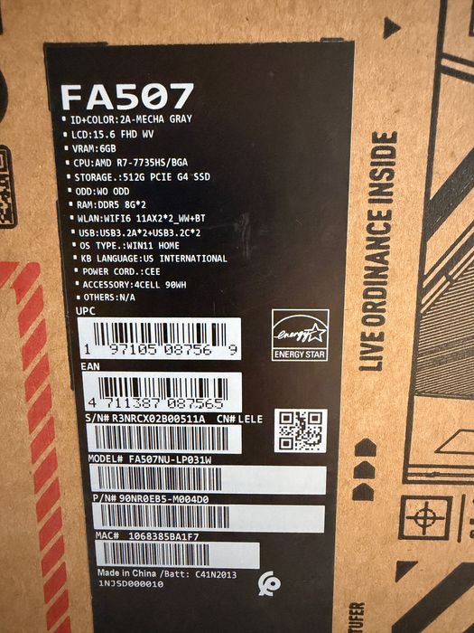 ASUS TUF Gaming A15 RTX 4060 | Ryzen 7 16GB RAM 512 GBSSD 144Hz Win11