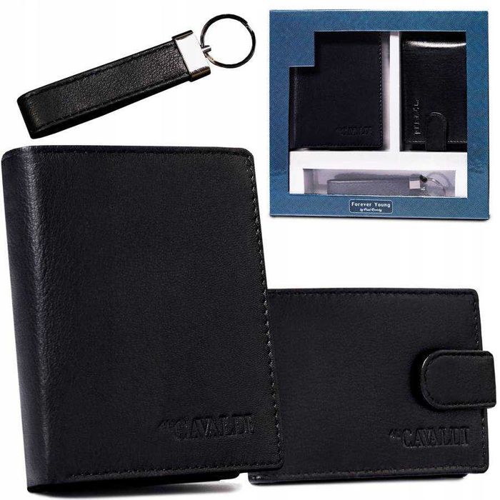 Zestaw skórzany portfel etui brelok 4U CAVALDI