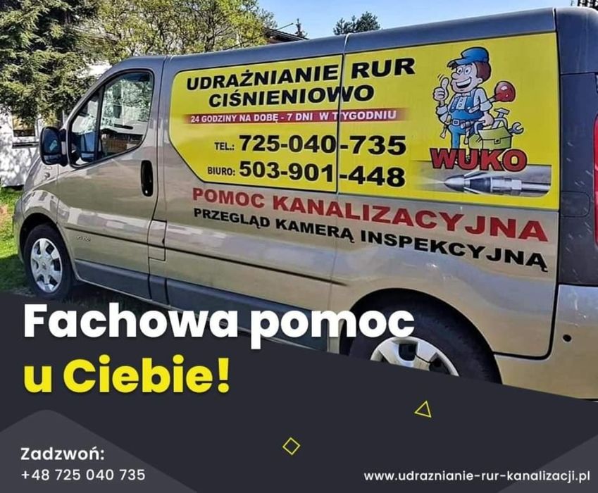 Hydraulik Udrażnianie Rur kanalizacji przegląd kamerą TV Wuko