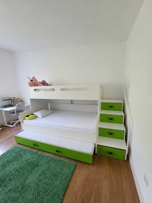 Beliche infantil BMS Max 3 com cama extraível, 3 camas e colchões
