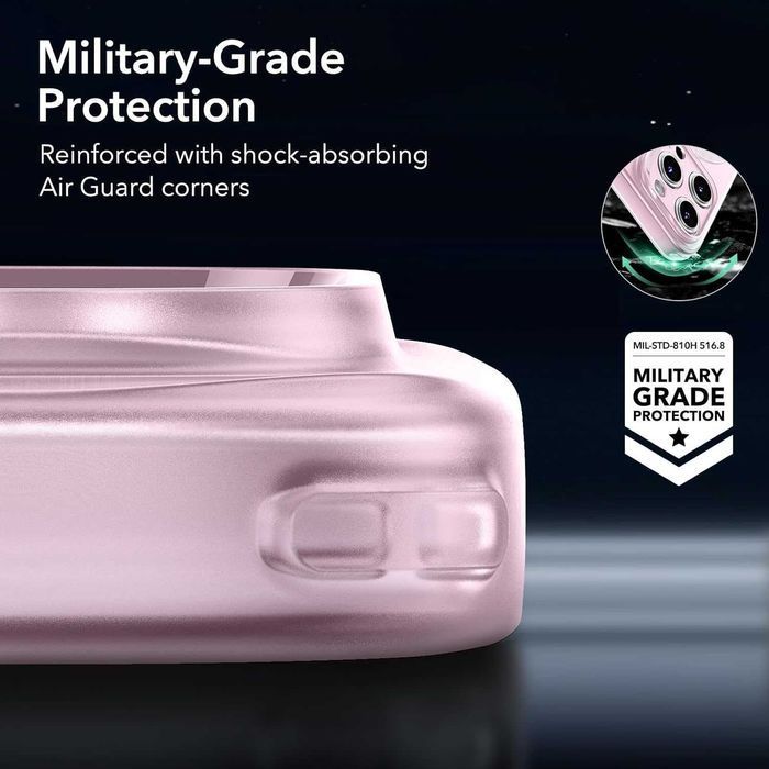 ESR Halolock etui magsafe do iPhone 13 Pro MAX pancerne pół mat różowe