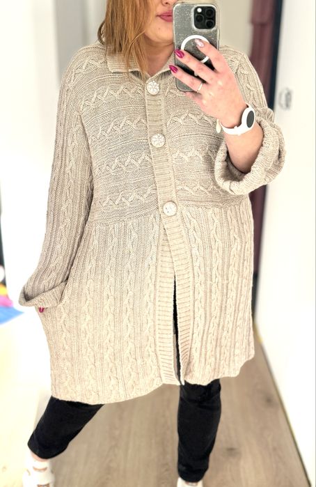 Lane brytan długi sweter kardigan 30% wełna rozmiar XXL xxxl