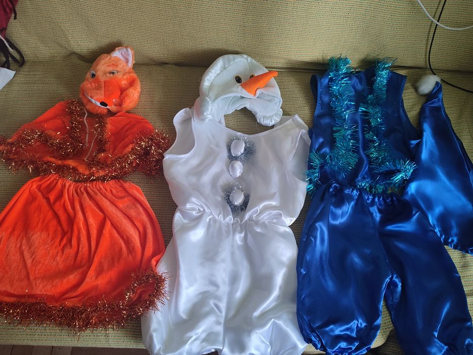 Костюми карнавальні: лисиця,гном, сніговик