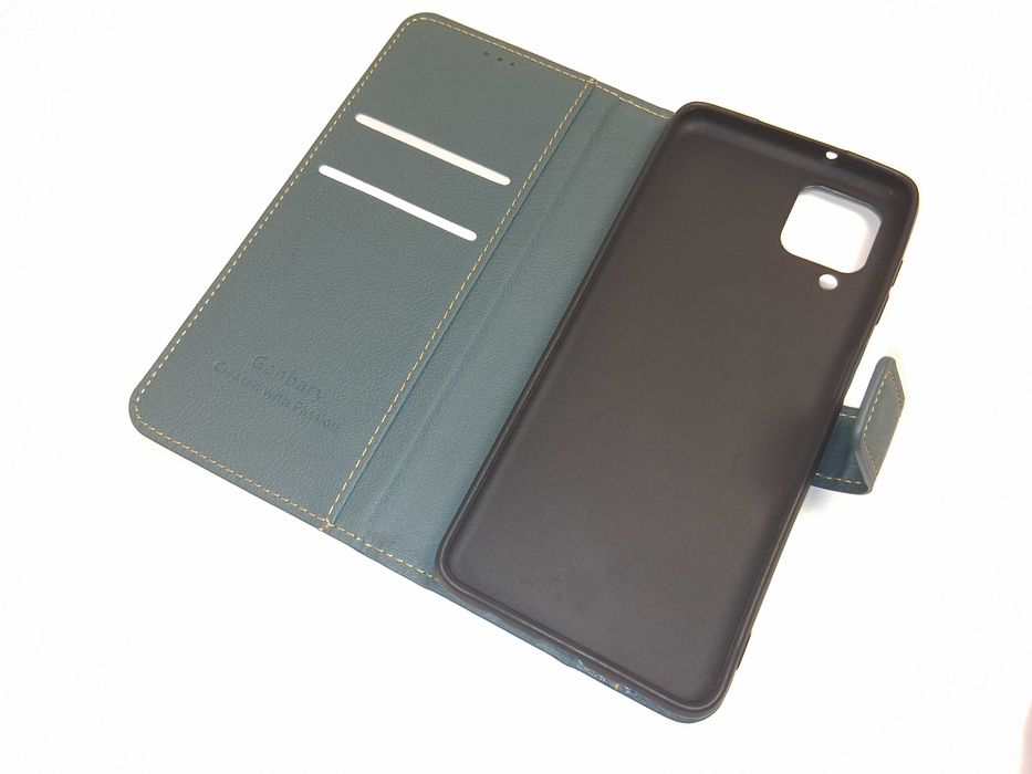 Z146 Etui Ganbary Portfel Skóra Samsung Galaxy A12 / M12 ZieloneKlapka