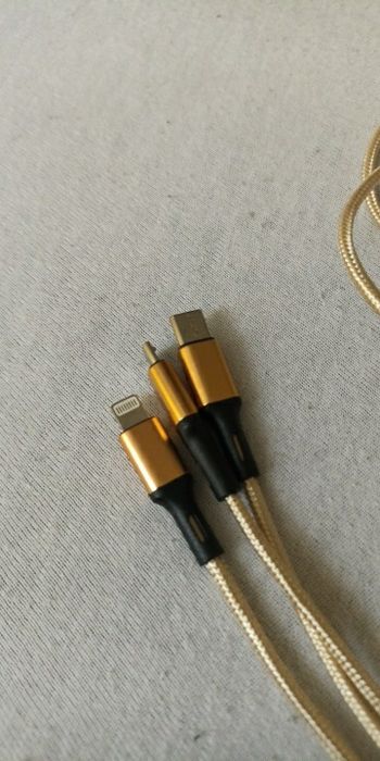 Кабель Gold 3 в 1 - Lightning Micro USB Type-C 1 м