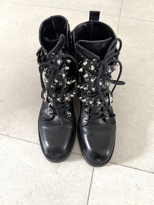 Botki Zara boots workery skórzane skóra naturalna ćwieki 37