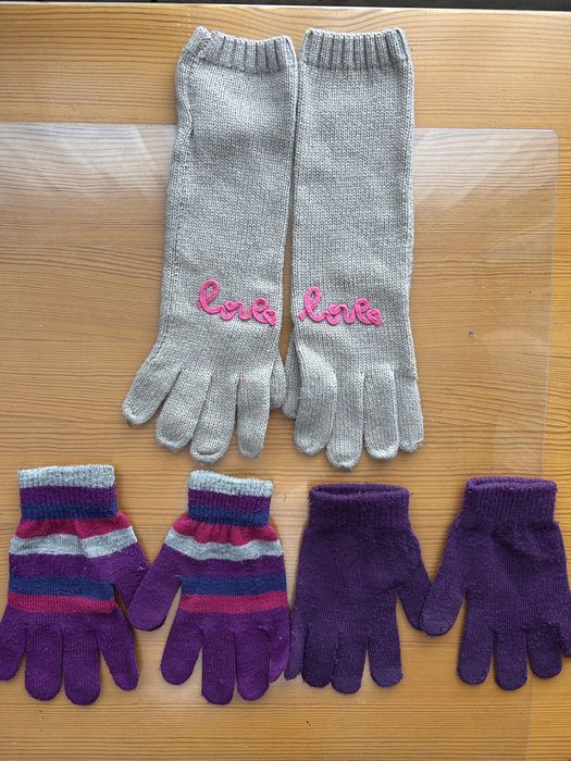 Zestaw 3 par rękawiczek dziewczęcych na zimę