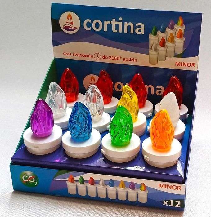 Cortina Znicz LED multikolor, z efektem migotania, 2xR6 - 12 szt