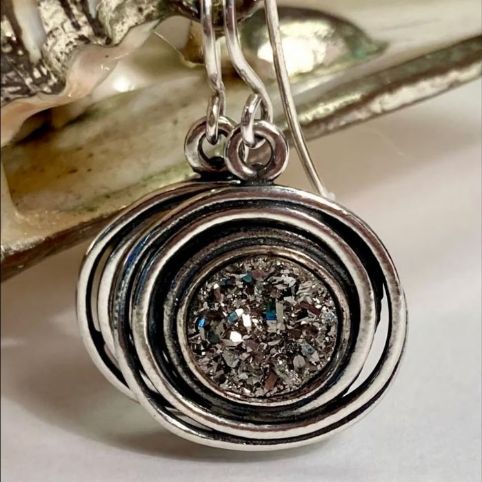 Винтаж серьги с пиритом