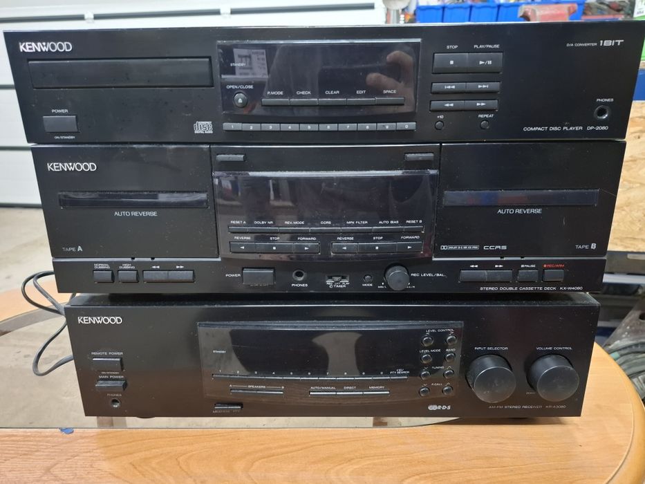 Kenwood wieża, wzmacniacz odtwarzacz cd, kasety kolumny polaris