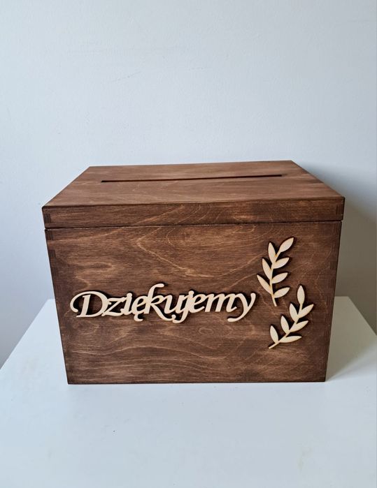 Rustykalne drewniane pudełko na koperty skrzynka wesele ślub dekoracje