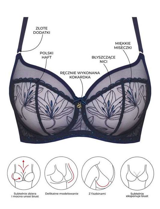 Miękki biustonosz Samanta Harriet A143 80G, połyskujący, mocny obwód