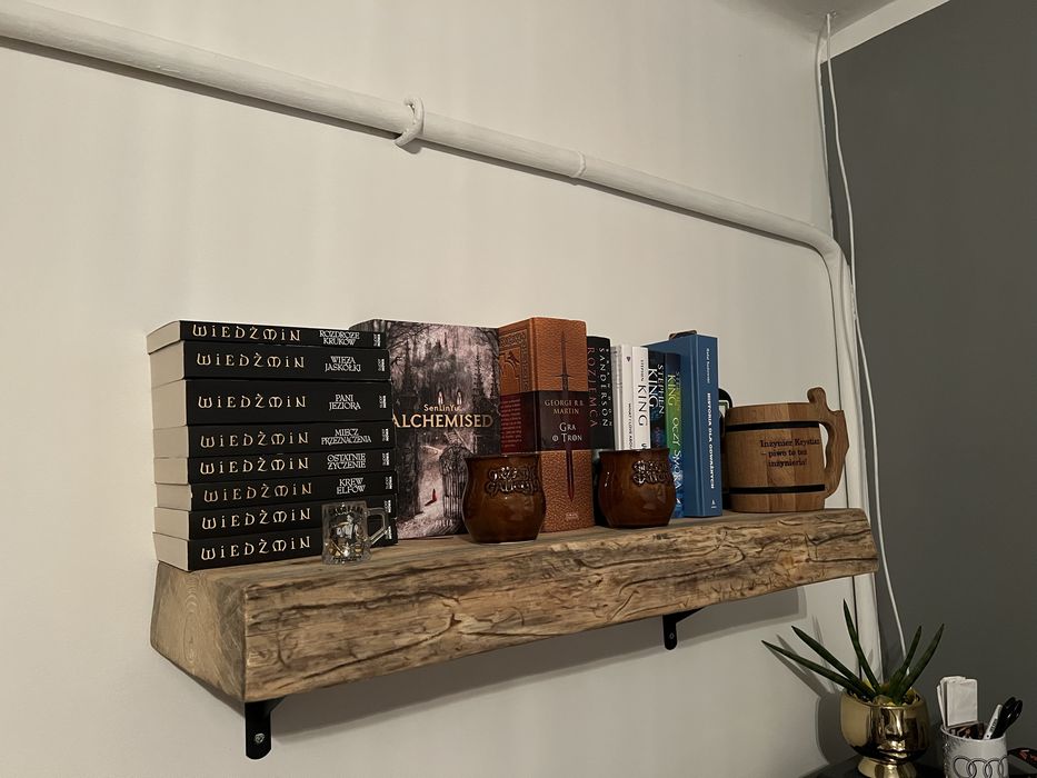 Półka scienna masywna z grubego litego drewna