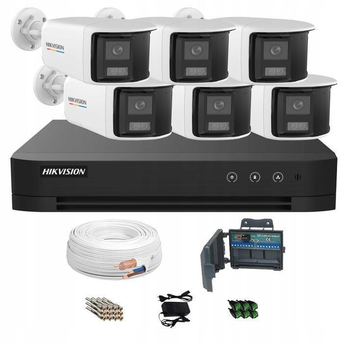 Zestaw monitoring 6 kamer panoramicznych 180 5Mpx audio dom Hikvision