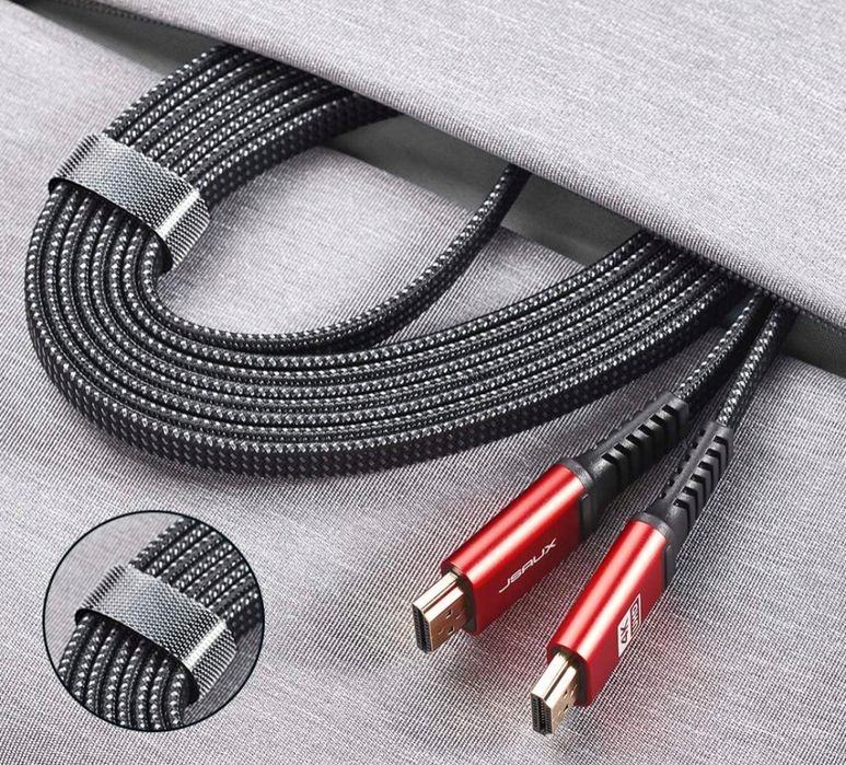 Kabel HDMI JSAUX 4K UHD o długości 3 metrów płaski Oplot Nowy
