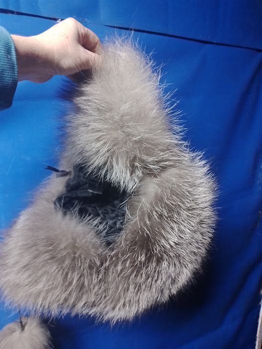 Меховая шапка ушанка чернобурка.Зимняя.женская