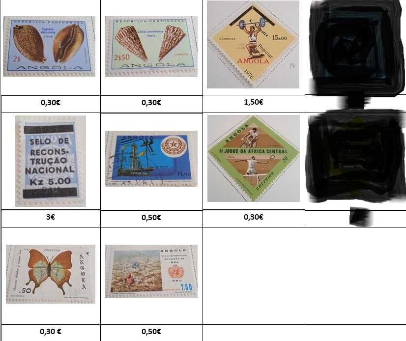 Selos de Angola 1914 a 1974 e República de Angola 1976 a 1982