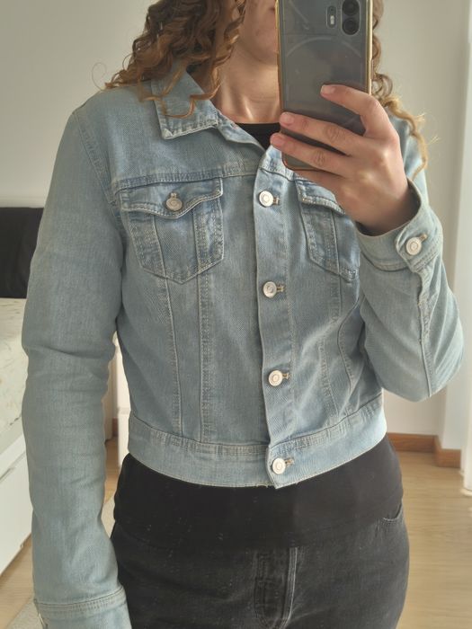 Casaco de ganga croped