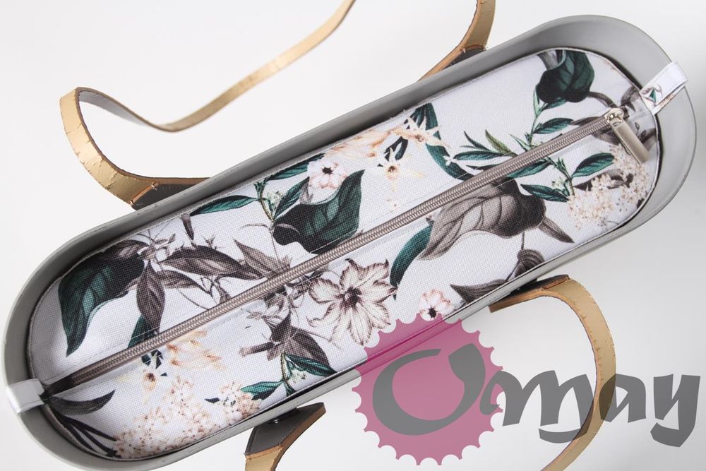 Organizer OBAG STANDARD cudne konwalie jasny szary 2 kieszenie OMAY.PL